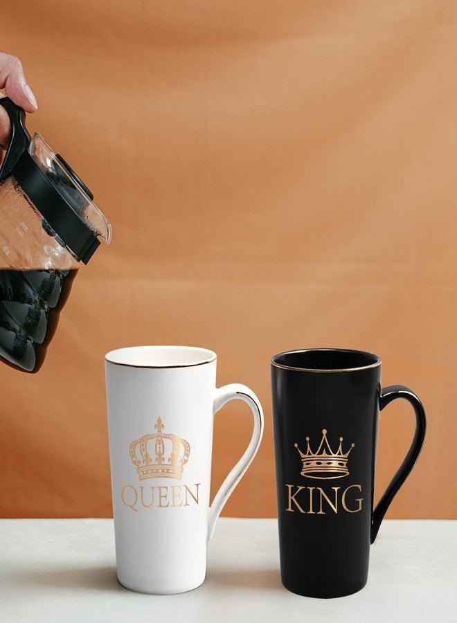 Cabtnca King and Queen Mug Set, Couples His and Hers Gifts for Christmas, Funny Coffee Mug Set for Couples, Wedding Engagement Newlyweds Gifts for Husband and Wife, 14 Oz with Gift Box - Image 4